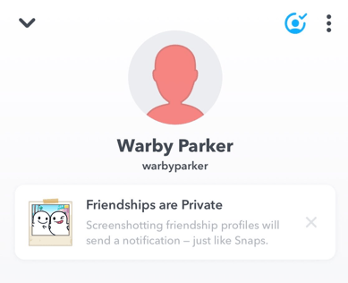 Warby Parker inactive Snapchat account